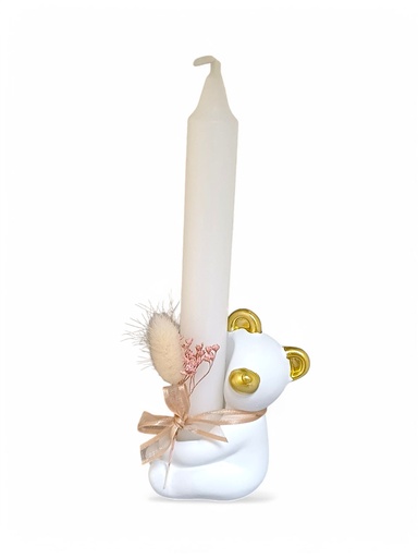 [1579] Kaarsenhouder Bear wit/goud